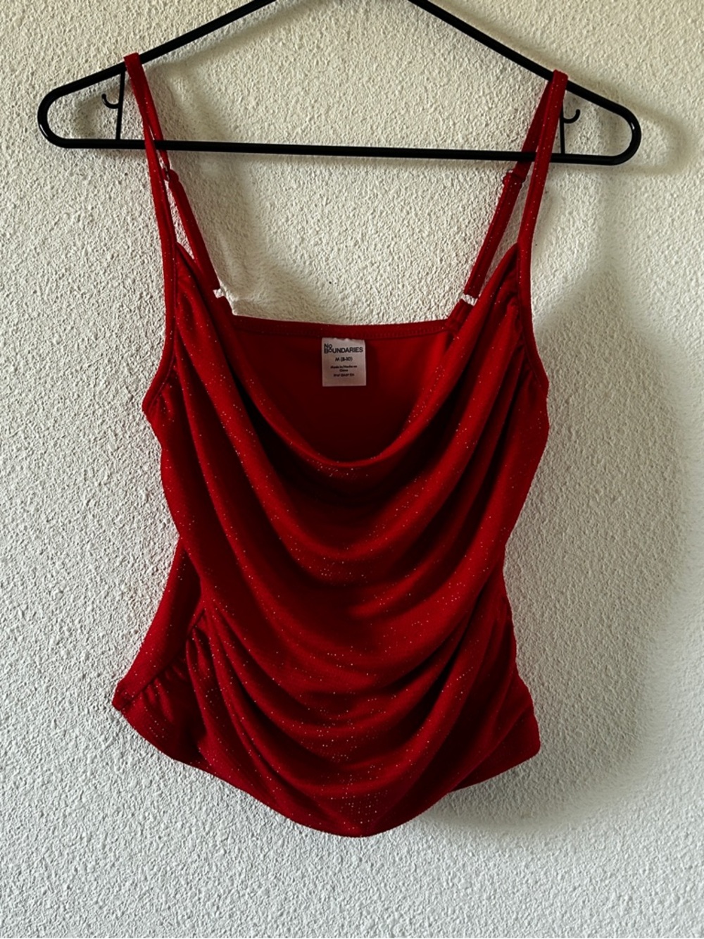No Boundaries Sparkling Red Party Tank draped Cowl Front neck Women’s Medium